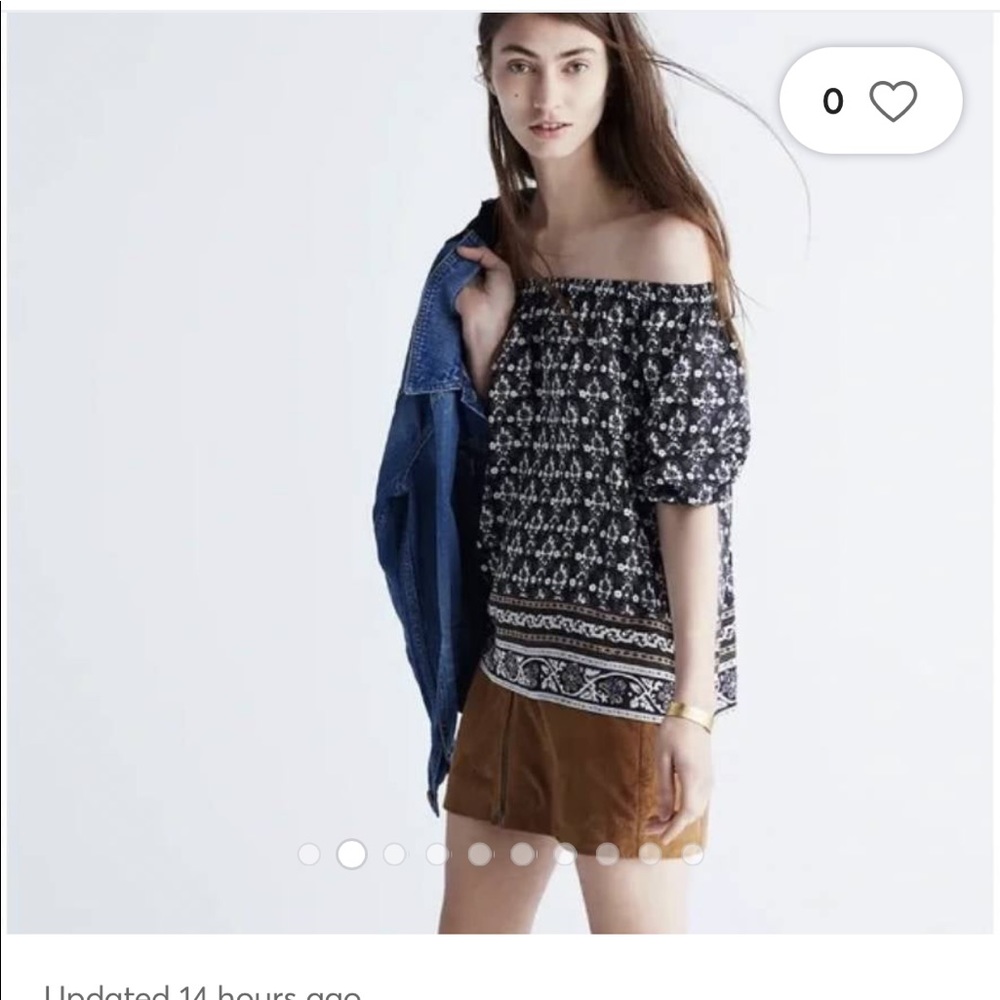 Madewell Gardenhouse Off Shoulder Floral Blouse Top.